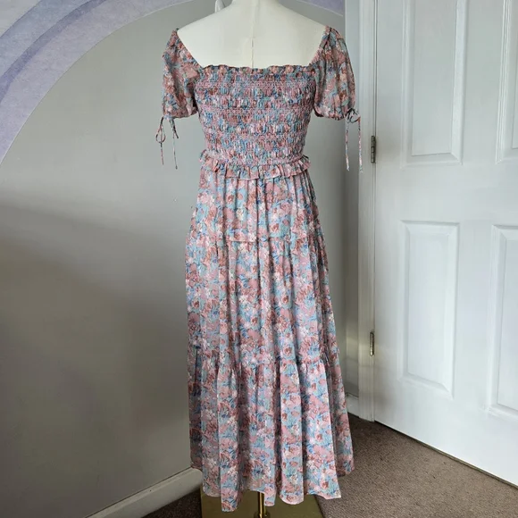 En Saison | Small | Adelina Smocked Floral Tiered Midi Dress - Picture 6 of 14